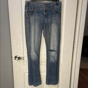 Maurices Blue Straight Leg Jeans with Vintage Distress